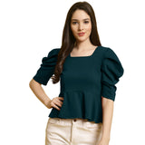 Preneum Women's Solid Regular Fit Top & Tunic (Valentino-Airforce-839- Airforce XL)