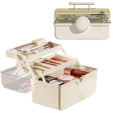 WMM Makeup Storage Organizer, Large Capacity Makeup Organizer with Transparent Visual Cover, Handle 3 Layers Portable Cosmetic S