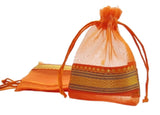 brown leaf Orange Organza Small 5.5 X 4 inch Potli Bags Pouch Best for Wedding Anniversary Party Supply Return Gifting Bags (Pac