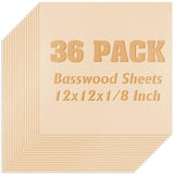 36 Pack Basswood Sheets Plywood Board 1/8 Inch Unfinished Wood,3mm Plywood for Laser Cutting,Boards for Crafts for DIY Plywood S