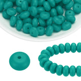HARFINGTON 110Pcs Silicone Beads 14mm Lentil Rubber Focal Beads Bulk for Pens Keychain Bracelet Necklace DIY Crafts Making, Dark