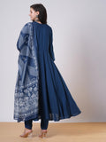 Gosriki Women'S Rayon Viscose Solid Anarkali Kurta With Pant & Dupatta (Friday Blue-Vks01-Gs_Xl_Blue_X-Large),Blue,,B0DTK7MY3Z