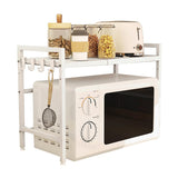 loyalKBS Countertop Microwave Oven Rack, 2 Tier Adjustable Shelf for Microwave Stand Rack Countertop, Extendable Kitchen Microwa