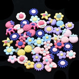 Merishopp 50 Pieces Lots Mixed Diy Kawaii Flatbacks Resin Flat Back Flowers Star Lollipop Cabochon Buttons Scrapbooking Slime Ch
