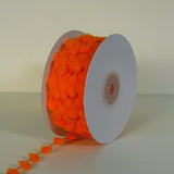 AK TRADING CO. 25 Yards Fuzzy Pom Pom Wired Trim Ribbon Lace Orange