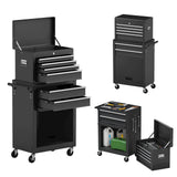 Goplus Rolling Tool Chest, 6-Drawer Tool Box Organizer w/Auto Locking System & Lockable Wheels & Sliding Drawers & Detachable To