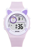 V2A Resin Critter Series Girls Digital Watch With Cat Ears For Ages 3-10-7 Color Backlight,30M Waterproof,Alarm,Stopwatch|Watch