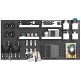VEOFEMLEA Pegboard Combination Kit, 8 Peg Boards and 30 Accessories Modular Hanging Black Pegboard for Wall, Office Organizer, K