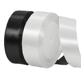 2 Rolls Black White Ribbon, 1 Inch 50 Yards Black White Satin Fabric Ribbon for Wedding Party, Gift Wrapping, Baby Shower, Flowe