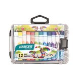 HAUSER ARTZ Oil Pastels Pack of 6 (72 pcs) | 12 Vibrant Shades in a Durable Plastic Box, Smooth & Blendable Colors for Artists