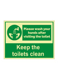 Office Supplies Sunboard Wash Your Hands Sign Board Green 30x22.5 cm | Hand Wash Sticker Signage | Hygiene Awareness Notice Boar