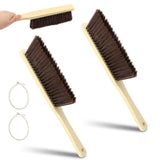 2 Piece Wooden Dust Brush, Hand Soft Bristle Broom with Lanyard for Counter Bed Sofa Car Fireplace Clothes Household Cleaning(2