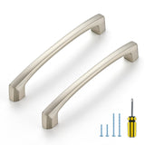 Ravinte Decor 5 Pack Kitchen Cabinet Handles 5 Inch Hole Center Drawer Pulls Curved, Brushed Nickel Cabinet Pulls for Dresser an