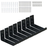 HEART ART Black Shelf Bracket 6 inch, Shelf Bracket 8 Pack,J Metal Heavy Duty Shelf Support Brackets,6.3L 4.8H 1.2W