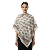 India Scarves Cream Ajrakh Hand Block Print Cotton Scarf | Traditional Geometric Print | 120105 Cm