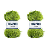 Buvemu Eyelash Fun Fur Yarn 100 Gram (3.53 Ounces) 175 Yards (160 Meters) (Green - 2 Skeins)