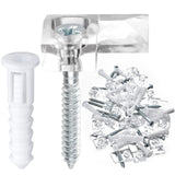 20 Pack 3-4mm Frameless Mirror Holder Clips Clear Mirror Mounting Clip Plastic Glass Retainer Clips Mirror Mounting Hardware wit