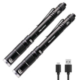 okcomuy Rechargeable Pen Light Flashlight IP67 Waterproof with Pocket Clip 4-Zoomable, Prefect Pocket Flashlight for Inspection,
