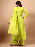 Wedani Faux Georgette Embroidered Kurta Set With Duptta For Women (In Alpha L Regular Green),GREEN,L,Faux Georgette,Anarkali,Kurta Set