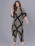 Rytras Women'S Printed Kaftan Kurta And Pant Set(Black,Xl)