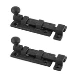 Renovators Supply Black Wrought Iron Slide Bolt Door Latch Decorative Tip Style Sliding Latches Ideal for Windows and Cabine