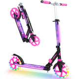 BELEEV V8 Scooters for Kids Ages 6+ with Light-Up Wheel & Stem & Deck, 2 Wheel Folding Scooter for Adults Teens, 4 Adjustable He