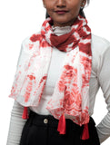 Penkraft Qyaari Crimson Splash Tie & Dye Chinon Stole