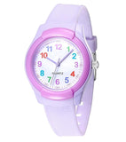 Time Up Analog Dial School Time Kids Solid Color Classic Watch For Boys & Girls-Aqe817 (Light Purple)