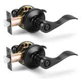 Gobrico Matte Black Privacy Door Lever Handles for Bathroom/Bedroom, 2 Pack Interior Keyless Drop Style Knobs for Left/Right-Han