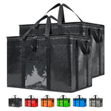 NZ home Durable PRO Insulated Cooler Bag and Food Warmer (3XL, 2 Pack) for Delivery & Grocery Shopping with Zippered Top, Black