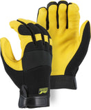 Majestic 2150/7 Golden Eagle Mechanics Glove with Deerskin Palm and Stretch Knit Back, Elastic Wrist with Velcro Closure, Wing T