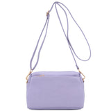 FashionPuzzle Triple Zip Small Crossbody Bag (Lavender)