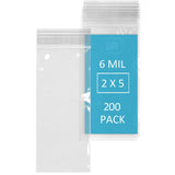 GPI - 6 Mil, Extra Heavy-Duty, 2 x 5 Clear Plastic Reclosable Zip Bags, Puncture-Resistant, Strong Resealable Poly Bags, With Lo