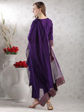Gosriki Women'S Rayon Blend Straight Printed Kurta With Pant & Dupatta (Alamelu Begani-Vks01-Gs_L_Begani_Large),Begani,,B0DJWFR9C4