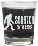 Bigfoot Squatch On The Rocks - Engraved Hi-Ball Rocks Glass - 13 Oz - Permanently Etched - Fun & Unique Gift!