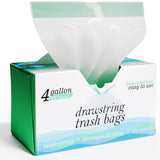 Bay Ridge Laguna 4 Gallon Drawstring Trash Bags - 0.5 Mil Strong - Small Garbage Bags - for Office Bathroom Kitchen - Individual