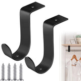 Hicarer 2 Pcs Closet Rod Brackets Heavy Duty Metal Wall Mount Rod Brackets with Screws Closet Pole Support for Living Room Bedro