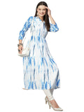 Anni Designer Women'S Cotton Blend Floral Printed Anarkali Dress Kurta (Turoli-Sky-Nw_S_Sky Blue_Small),Sky Blue,S