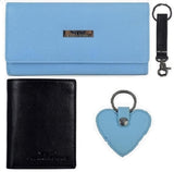 Urban Forest Spencer Black/Skyblue Leather Wallets For Men & Women Combo Gift Box For Couples