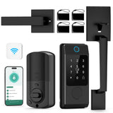 Miuedo Wi-Fi Smart Deadbolt Lock with Handle Sets, Keyless Entry Door Lock for Front Door, Compatible with Alexa & Google Assist