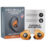 Decibullz - Custom Molded Earplugs, 31dB Highest NRR, Comfortable Hearing Protection for Shooting, Travel, Swimming, Work and Co