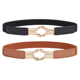 Women Skinny Stretchy Waist Belt For Dress Ladies Elastic Thin Belt Plus Size, EBlack+Brown, Suit For Waist Size 2532