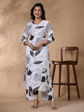 Anni Designer Women'S Rayon Blend Straight Printed Kurta With Palazzo (Anaar-White-Nws_Xl_White_X-Large),Beige,XL,,,