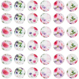 PONABEADIY 1 Box 60PCS 15MM Silicone Flower Beads with Hole Spring Floral Print Round Focal Pastel Loose Spacer Bead Bulk for Je