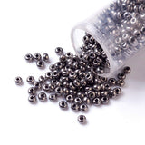 Craftdady 15/0 Metallic Black Round Glass Seed Beads 1.8-2mm Iris Round Tiny Ball Loose Pony Spacer Beads About 8500Pcs for Jewe