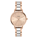 Timex Analog Watch For Woman With Rose Gold Round Dial & Two Tone Stainless Steel Bracelet Band Water Resistant Women'S Wrist Wa