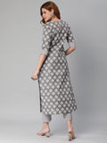 Gosriki Women'S Cotton Blend Printed Straight Kurta With Pant (Funnu Grey-Nw5-Gs_3Xl_Grey_Xxx-Large),Grey,3,B0BXLRFPKB
