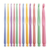 Katech 12 Pcs Crochet Hooks Different Sizes (2.010.0 Mm) Ergonomic Plastic Handle Crochet Knitting Needles Set Diy Craft Yarn W