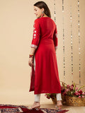 Anni Designer Women'S Cotton Blend Chikankari Embroidered Straight Kurta (Pot Red-Bgt_M_Red_Medium),Red,M,Cotton Blend,Regular,