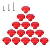 HUAMULAN 15PCS Red Glossy Ceramic Knobs Button Mushroom Round Cabinet Dresser Pulls Door Handles Cupboard Wardrobe Drawer, Dia.